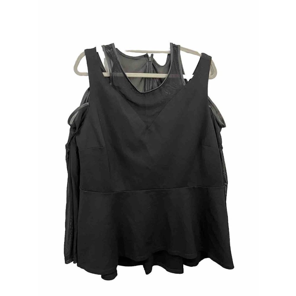 REBEL Wilson X Angels Blouse Sheer Cold Shoulder Black Women 2X